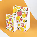 Подарункові пакети з малюнком 150*90*240 Паперовий Пакет подарунковий Яскраві Крафт пакет з малюнком груші яблука, фото 10