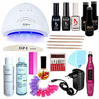 Стартовий набір для покриття нігтів гель лаком KODI, лампа SUN ONE та фрезер ручка