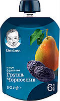 Пюре Gerber фруктове Груша та чорнослив з 6 місяців 90 г (7613036346375)