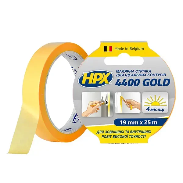 HPX 4400 "Золота" - малярська стрічка (скотч) для зовнішнього застосування та чітких контурів - фото 1 - id-p1665991918