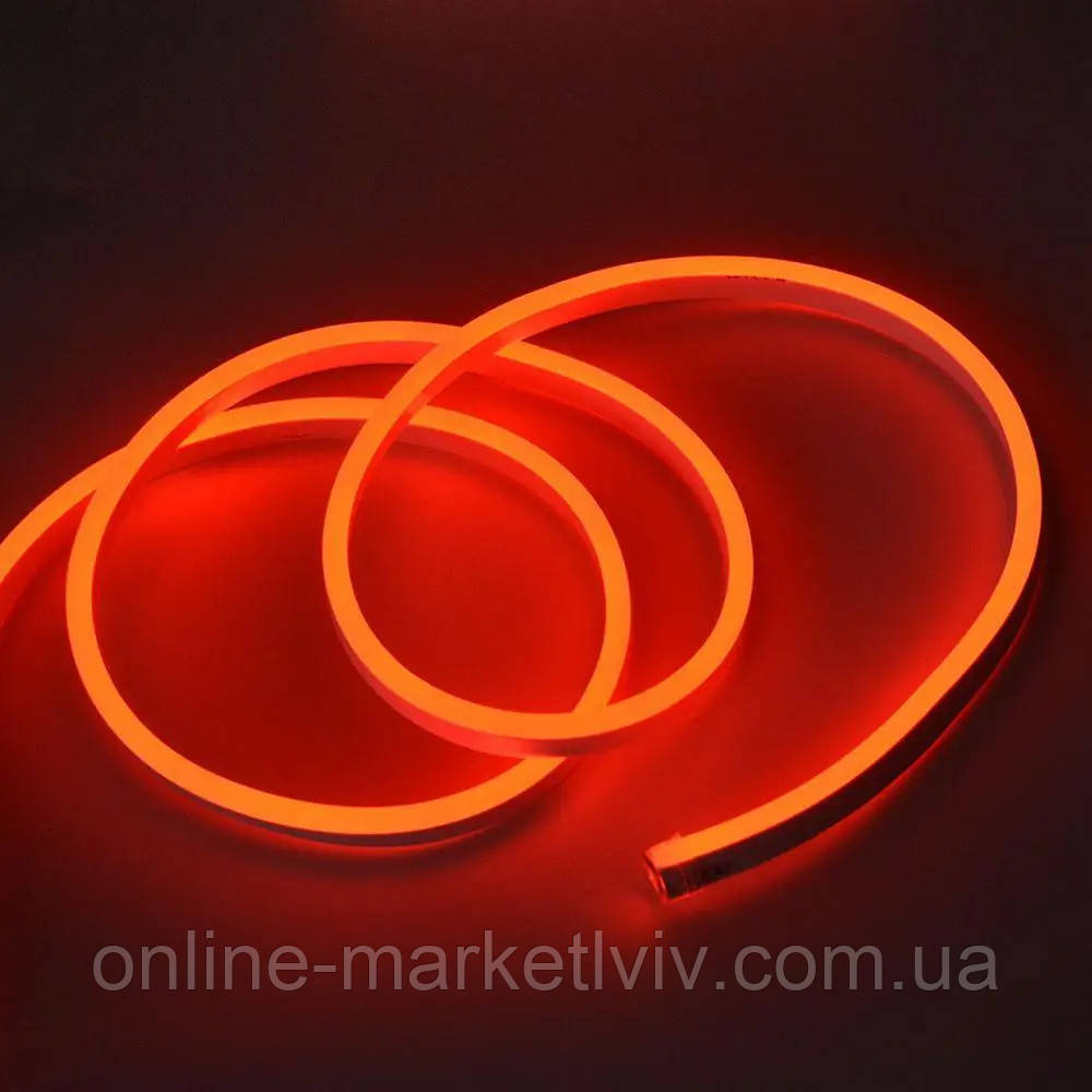 Силіконова стрічка LED 5 м, NEON 12V-220V, Червоний / Гнучка неонова стрічка / Світлодіодна стрічка