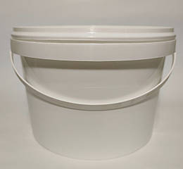 Відро пластикове харчове 2,25 л біле з кришкою та ручкою