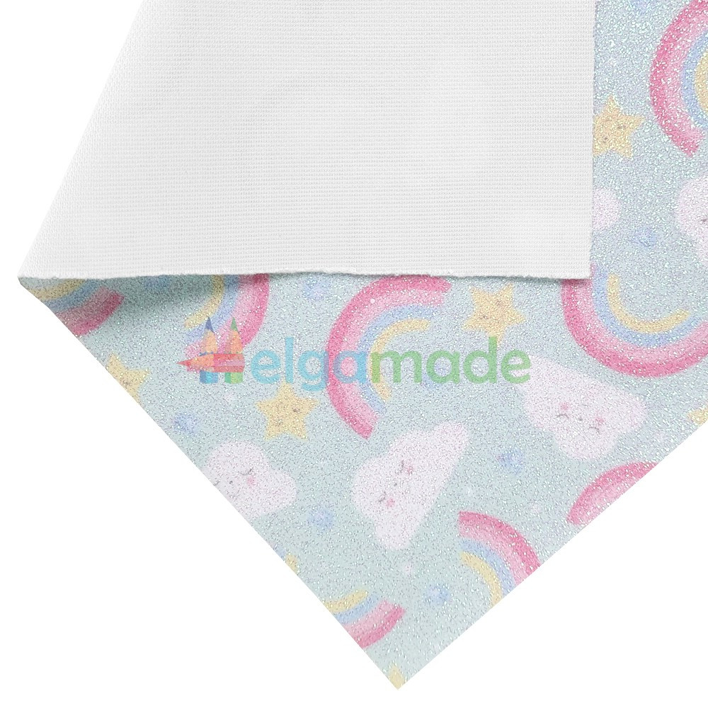 Гліттер на тканинній основі ХМАРИ і РАЙДУГИ, 20x27 см, Китай, фото 1