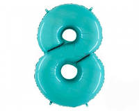 Фольгированный шар Цифра "8" 1м., Grabo, цвет - голубой