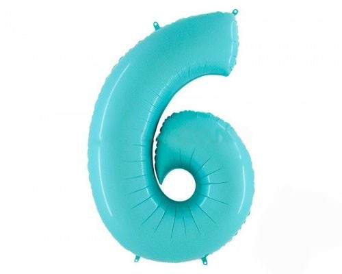 Фольгована куля Цифра "6" 1м., Grabo, колір - блакитний