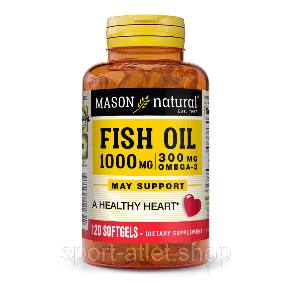 Жирні кислоти Mason Natural Fish Oil 1000 mg Omega-3 300 mg, 120 капсул, фото 1