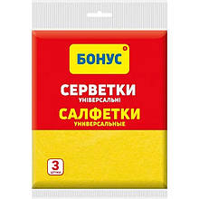 Універсальні серветки для прибирання віскозніBonus  3шт