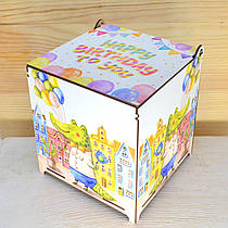 Кольорова Подарункова Коробка ЛДВП 16 см Дитяча Крокодил Дерев'яна Коробочка для Подарунку