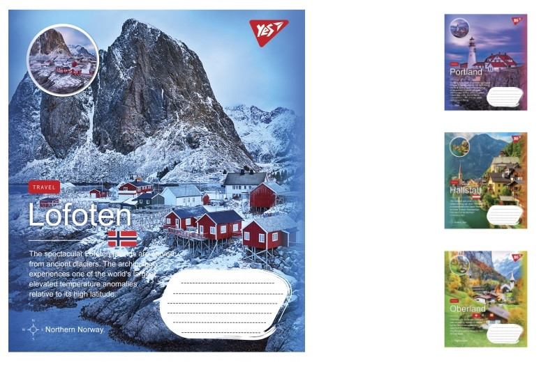 Зошит загальний для записів А5/60 лінія YES Northern travel 10шт/упак, 766079
