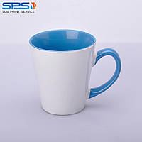 Чашка для сублимации цветная внутри и ручка Latte (голубой)