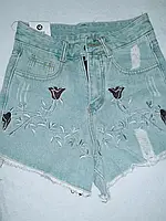 Шорти джинсові блакитні жіночі рванки 40 42 р