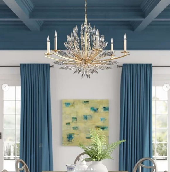 Вишукана люстра підсвічник на 6 ріжків, що елегантно відступають від золотистого/сріблястого корпусу, фото 1