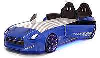 Ліжко машина синя з підсвічуванням Порше-911
