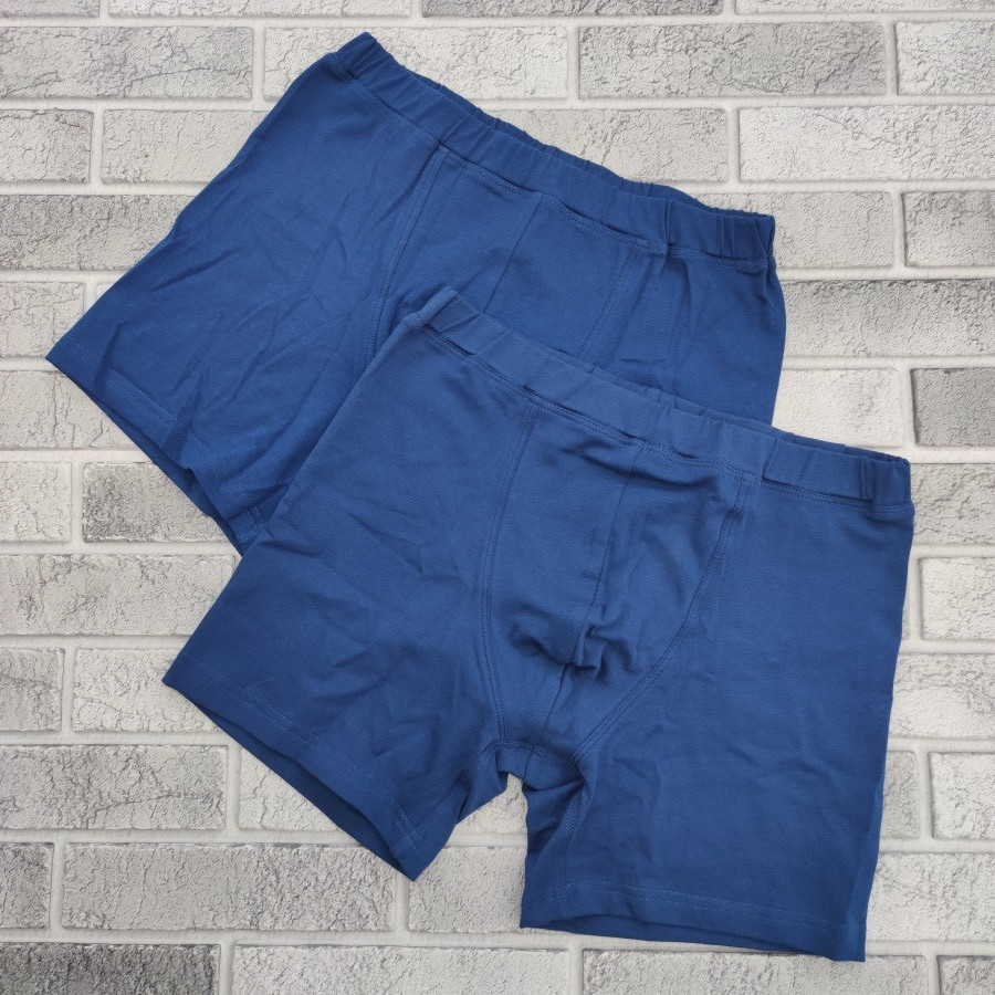 Труси чоловічі боксери однотонні "ТРІО" р40 бавовна подовжені вшита гумка сині 20027179, фото 1