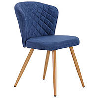 Стильный мягкий стул обеденный на металлических ножках для столовой, кухни Энрико бук/сапфир TM AMF