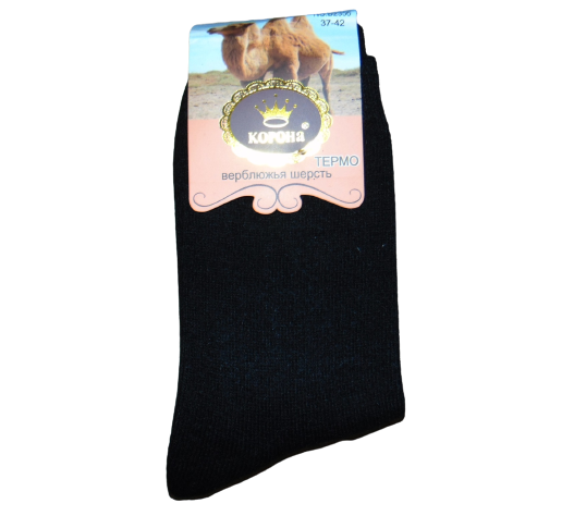 Шкарпетки термо верблюжа вовна Корона 2356 37-42 чорні, фото 1