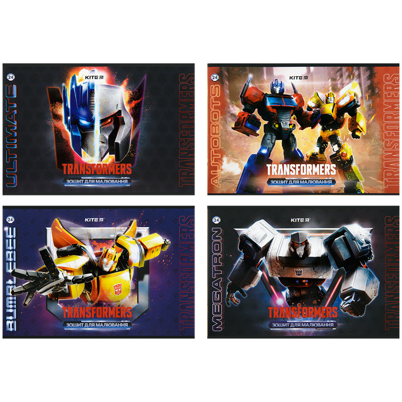Зошит для малюв. на скобі 24/100 A4 "Transformers" гібр. лак+Уф лак №TF22-242/Kite/(12)(96