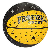 М'яч баскетбольний Profiball Sport Abstraction No7, гума, різн. кольору чорний із жовтим