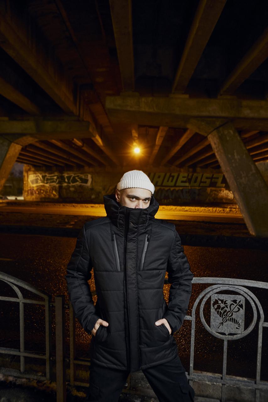Мужская зимняя черная куртка плащевка с капюшоном XL - фото 2 - id-p1666133186