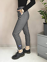Штани жіночі зимові з начосом зі щільного трикотажу Світло-сірий XL, фото 4