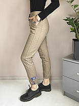 Штани жіночі зимові з начосом зі щільного трикотажу Бежевий XL, фото 5