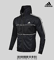 Куртка чоловіча Adidas вітровка демісезон з капюшоном весна осінь чорна спортивна