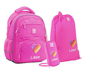 Шкільний набір Kite Education Likee  38x29x16 см 14.5 л ( рюкзак+пенал+сумка для змінного взуття) розовый SET_LK22-773S