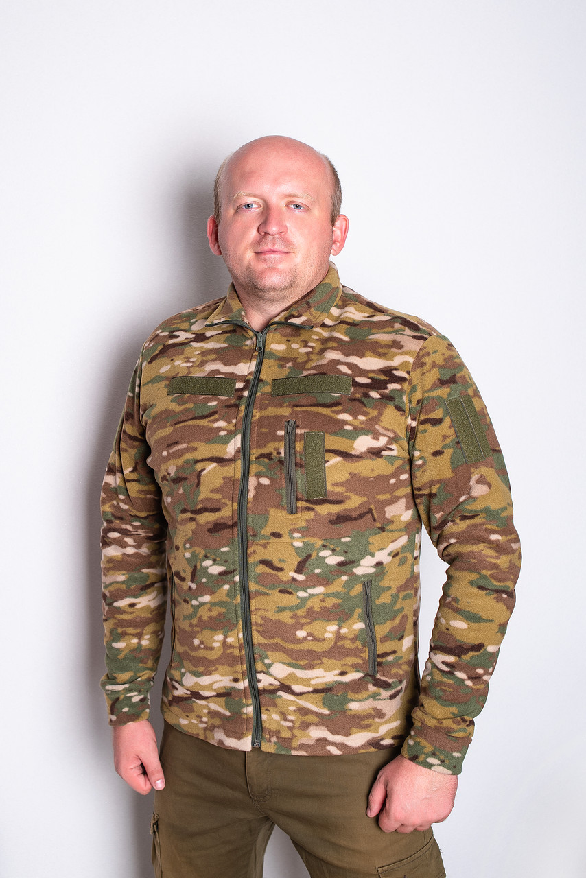 Кофта флісова UkrCamo 46-58р з липучками Мультикам ЗСУ