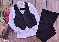 Школьный классический костюм для мальчика с жилетом, рубашкой и брюками для мальчика подростка 10 - 12 лет