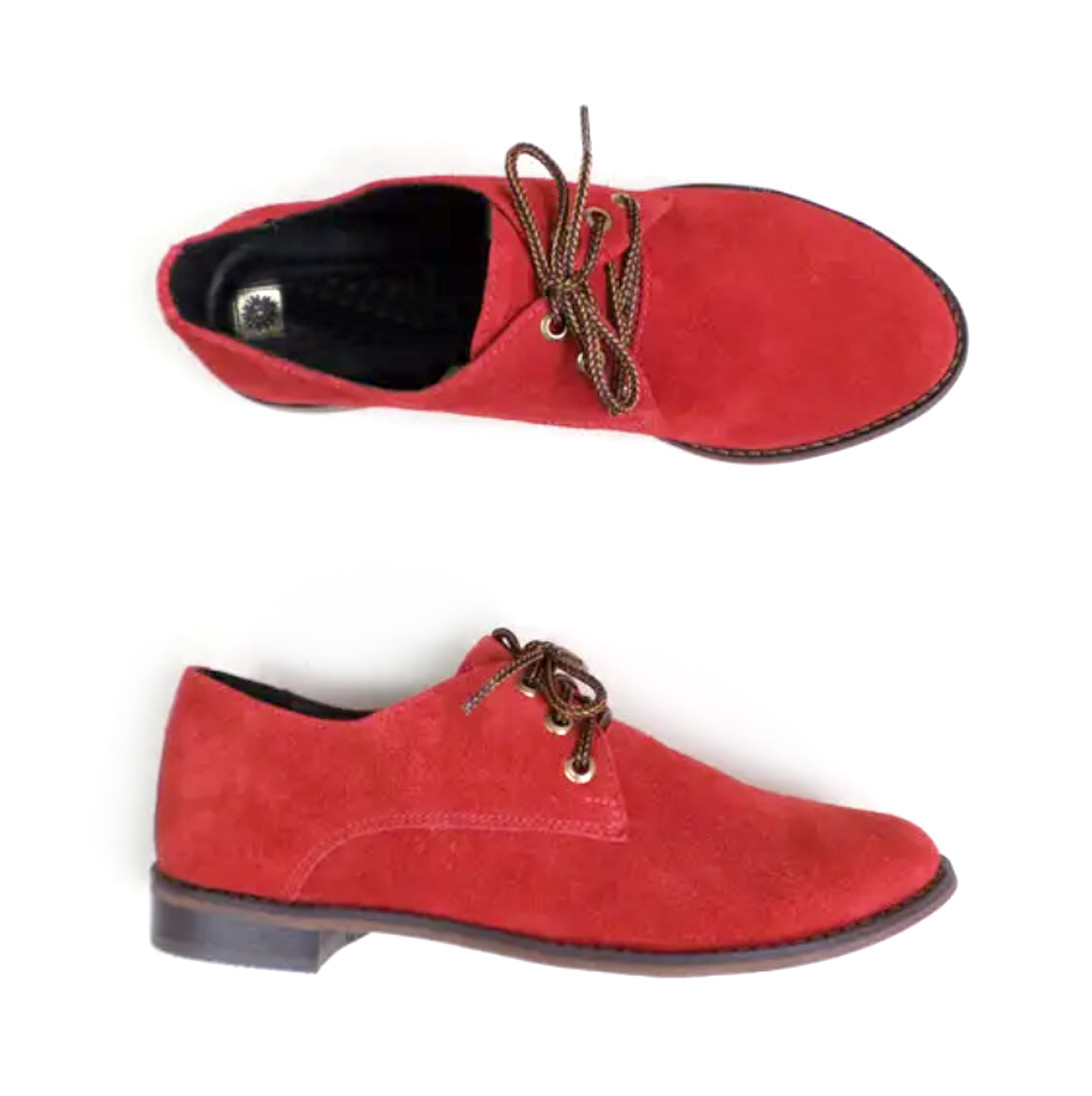 Женские красные туфли из натурального замша. Размер 36 (23см) - фото 2 - id-p247422910