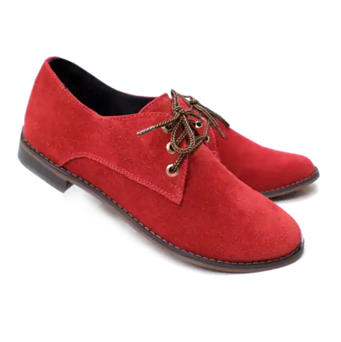 Женские красные туфли из натурального замша. Размер 36 (23см) - фото 1 - id-p247422910