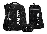 Шкільний набір Kite Education FC Juventus 38x29x16 см 16 л (рюкзак+пенал+сумка для змінної форми) чорний SET_ JV22-531M