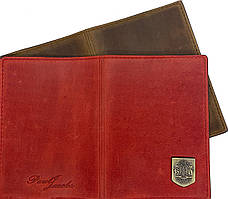 Шкіряна обкладинка на паспорт "Україна Герб знак" колір мікс