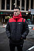 Зимова чоловіча куртка чорна з червоним теплим капюшоном пух Європи Розміри: S, M, L, XL, XXL, фото 10