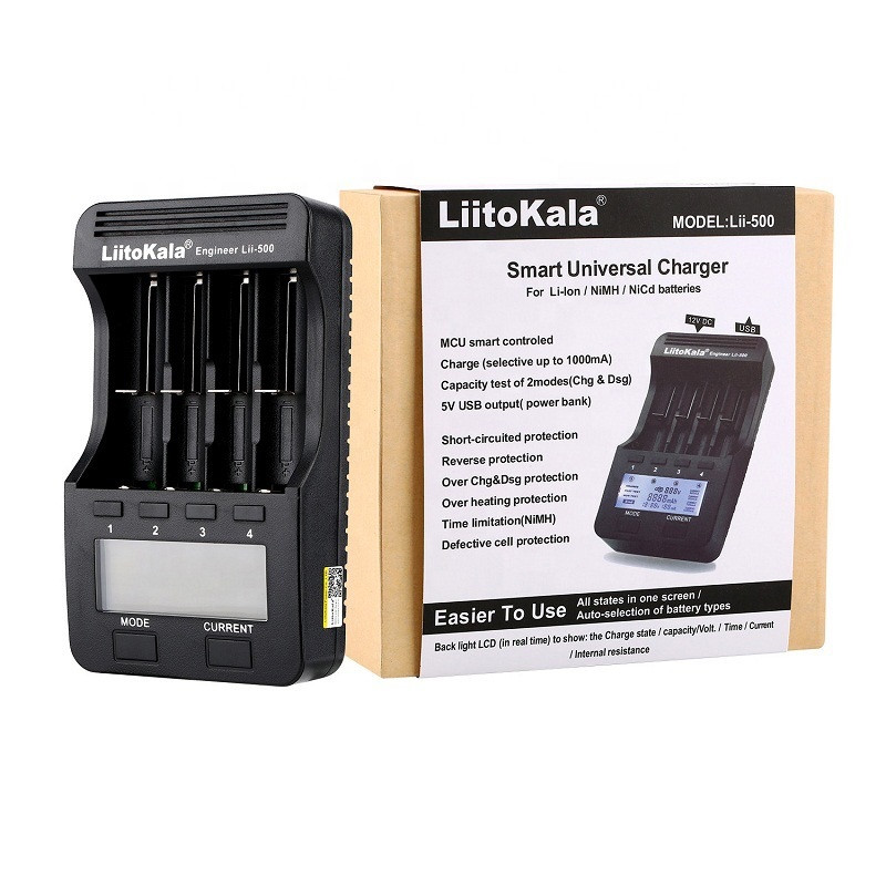Зарядний пристрій для акумуляторів Liitokala Lii-500 4 канали NiCd/NiMH/Li-ion Оригінал