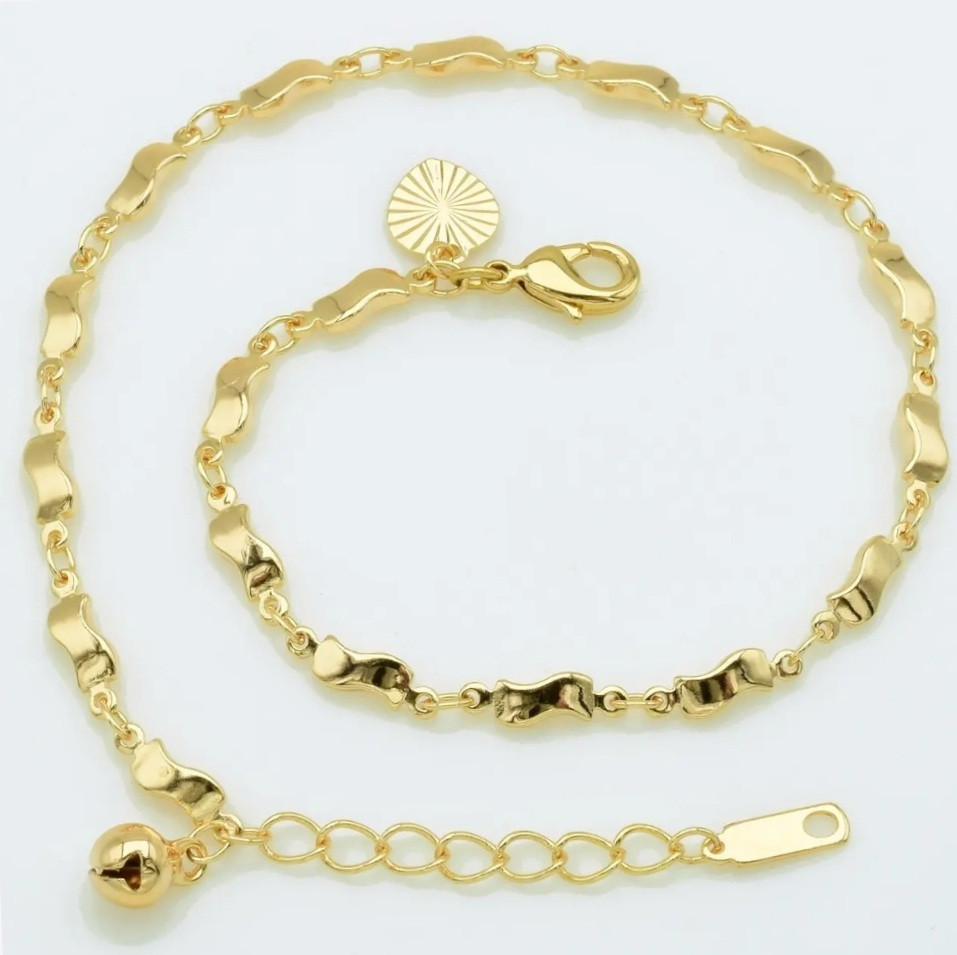 Жіночий браслет "Золота хвиля з підвісками" ювелірний сплав - оригінальний подарунок дівчині