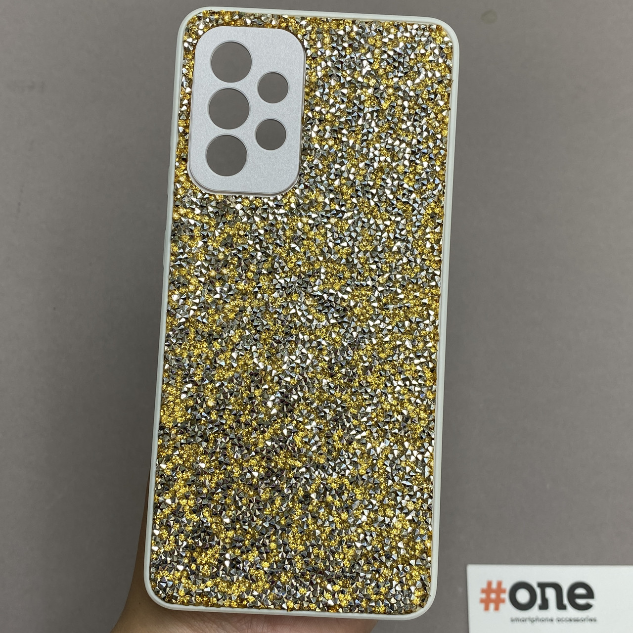 Чохол для Samsung Galaxy A52s блискучий з камінням чохол на телефон самсунг а52с золотий D8U