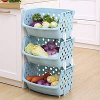 Корзина органайзер для хранения овощей и фруктов 35,8х31х22 см Комплект 3 шт Голубой