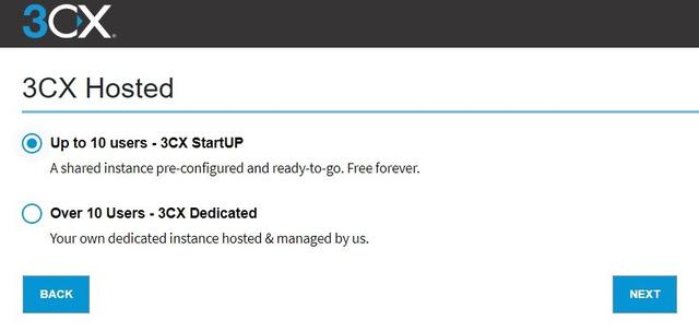 Выбор типа сервера для 3CX