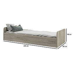 Односпальне ліжко з ламелями Савана 80х190 см дуб сірий крафт у дитячу кімнату