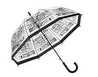 Красивый прозрачный зонт трость полуавтомат с принтом города