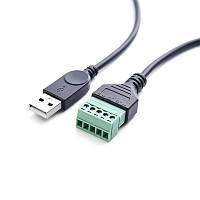 Штекер USB 2.0 под зажим с клемной колодкой, Папа