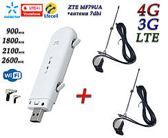 Мобільний модем 4G-LTE/3G WiFi Роутер ZTE MF79ua + 2 антени на 7db магніт (укр + ручка меню)
