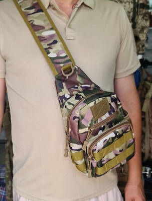 Тактична нагрудна сумка слінг військова тактична водостійка армійська через плече