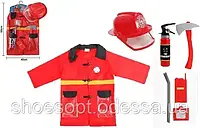 Детский набор пожарного (пожарника) с каской, огнетушитель, плащ