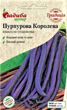 Насіння квасолі спаржевої Пурпурова Королева, середньорання 2 м, "Традиція", Україна