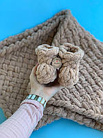 Вязанный плюшевый детский плед ручной работы, на 100% гипоаллергенный мягкий в коляску 85*85 см., SL71