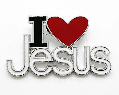 Значок.Булавка. Брошка I love Jesus. Я люблю Іісуса. Християнські сувеніри. Ісус Спаситель.