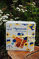 Мед с орехами в подарочной коробке "З Україною в серці", 19,5х19,5 см