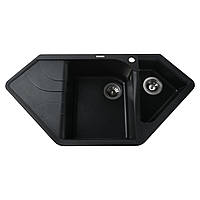 Гранітна мийка Globus Lux GARDA чорний металiк 1000х500мм-А0001